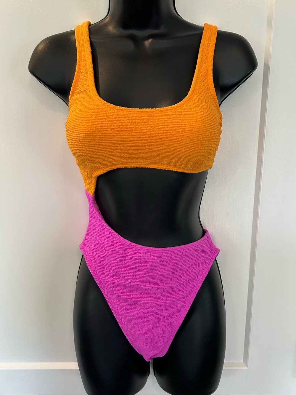 wild fable Orange and Fuchsia Cutout One-Piece Swimsuit